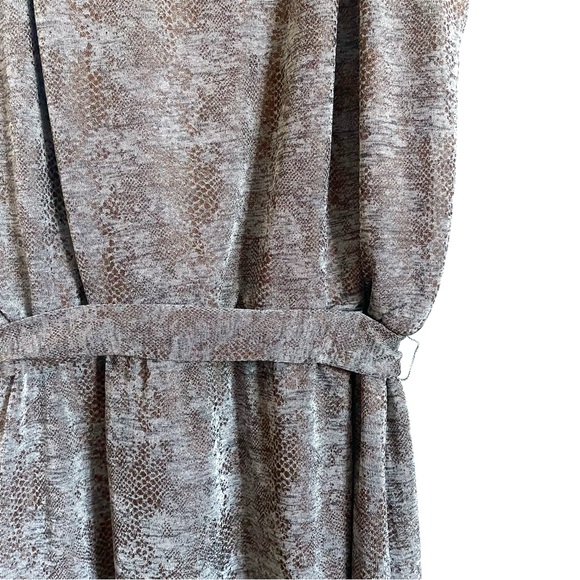 White House Black Market Keyhole Neck Blouson Mini Dress In Snake Bronze Foil L - Picture 10 of 12